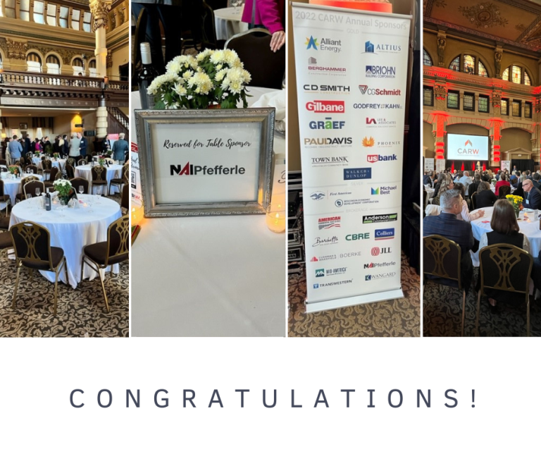 NAI Pfefferle's Greg Landwehr, Amy Pfefferle and Manny Vasquez recognized at CARW Deal of the Year Awards